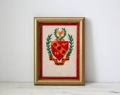 Vintage Cross Stitch Crest Framed Wall Art