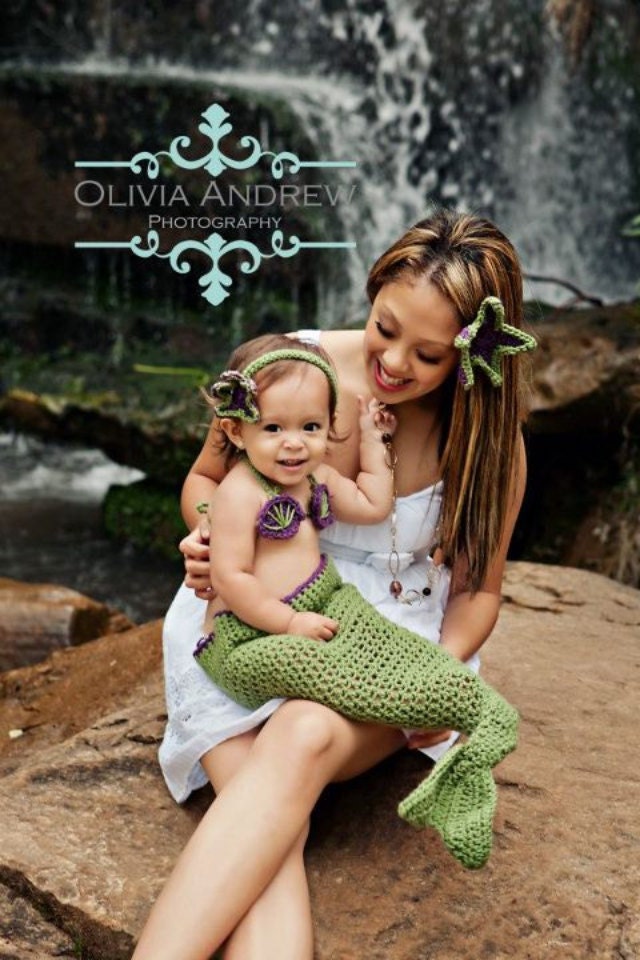 Little Mermaid crochet set -- Made to Order-- Newborn-3months -- available in newborn-2t sizes