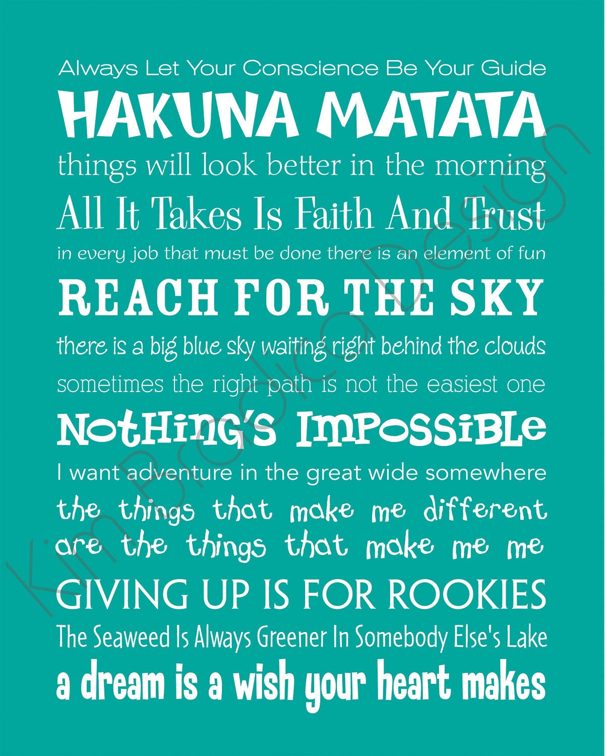 Disney Inspirational Movie Quotes Subway Art, 8x10 Digital Print