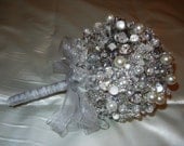 Ready to Ship Today Silver Brooch Bouquet for Your Wedding Day - HUGE 23 inches around