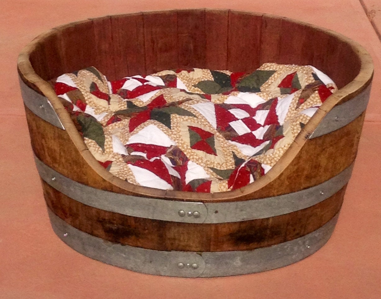 Oak Wine Barrel Pet Bed