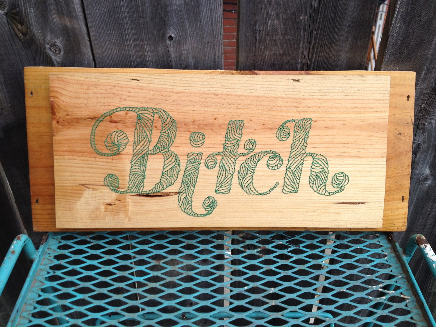 Inappropriate Words Wood Embroidery