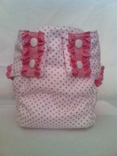 Pink Polka Dot Ruffle Cloth Diaper Cover