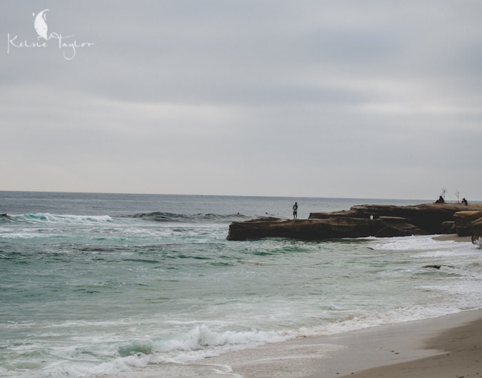 La Jolla Beach - San Diego Landscape Photo - "Windansea Fishermen" 11x14 Print - KelsieTaylorPhoto