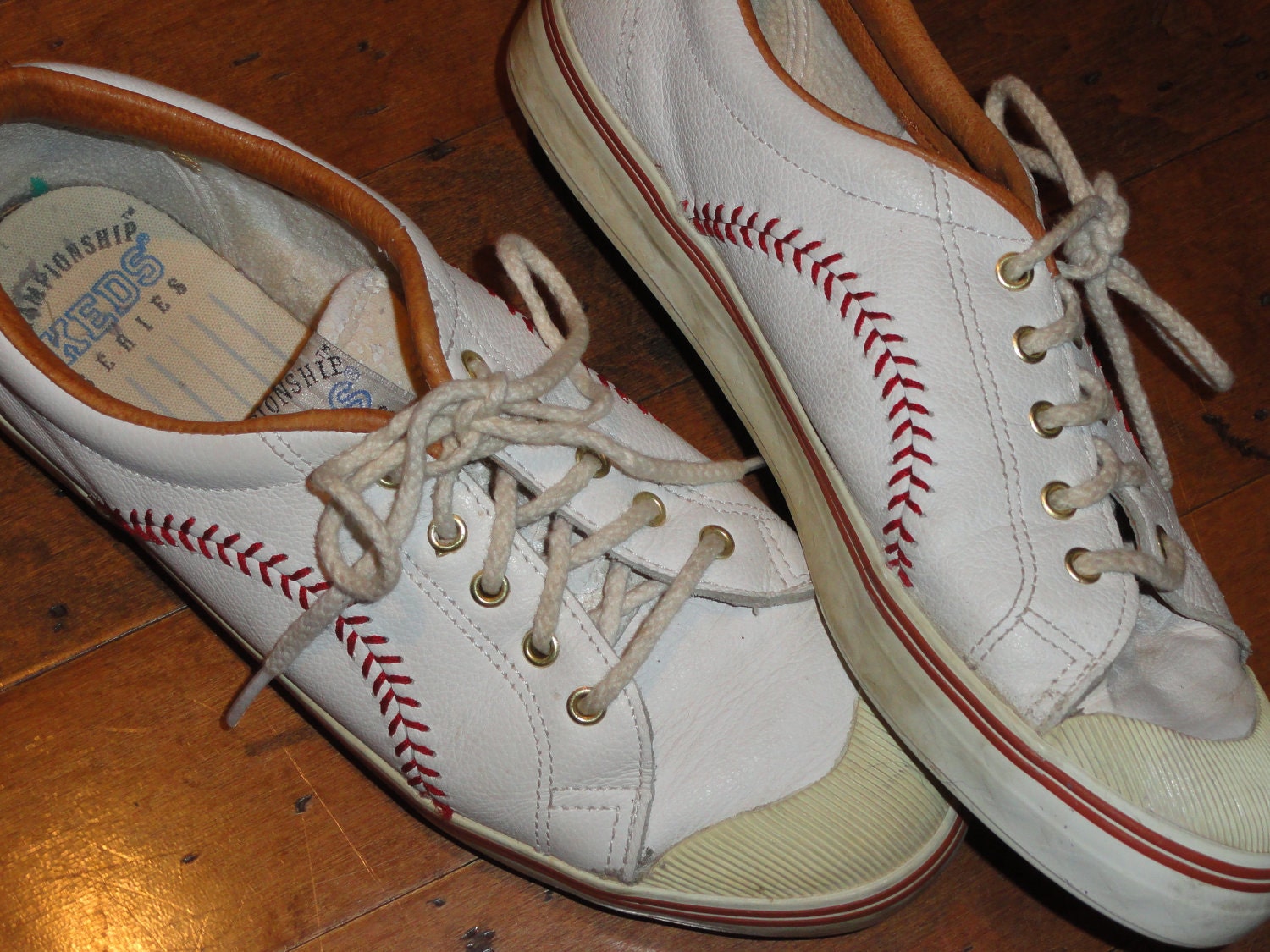 Baseball Ball Stitch Leather Sneakers Championship Keds Series - TasteTested