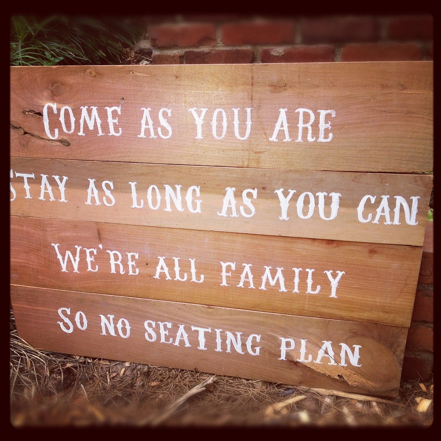 Custom WEDDING signs. Reception or Ceremony. You pick style, colors and font. Hand painted on Wood. "Come As You Are" or custom words.
