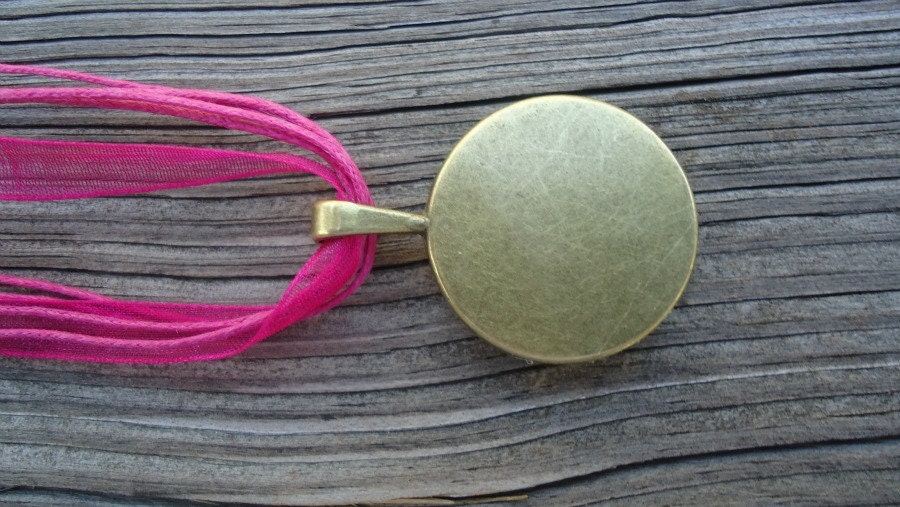 Cute Pink Flowers Glass Tile Pendant Necklace