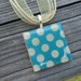 Teal with Tan Dots : A pendant charm necklace made from a wood square