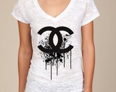 Splatter Logo Womens T-Shirt in White Burnout Size Small