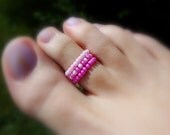Tickled Pink Stretch Bead Toe Rings