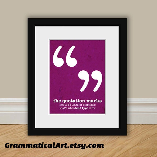 Punctuation Grammar English Print Quotation Marks Usage Funny Definition Geekery Gift Gift Teacher Gift Book Lover Typographic Print