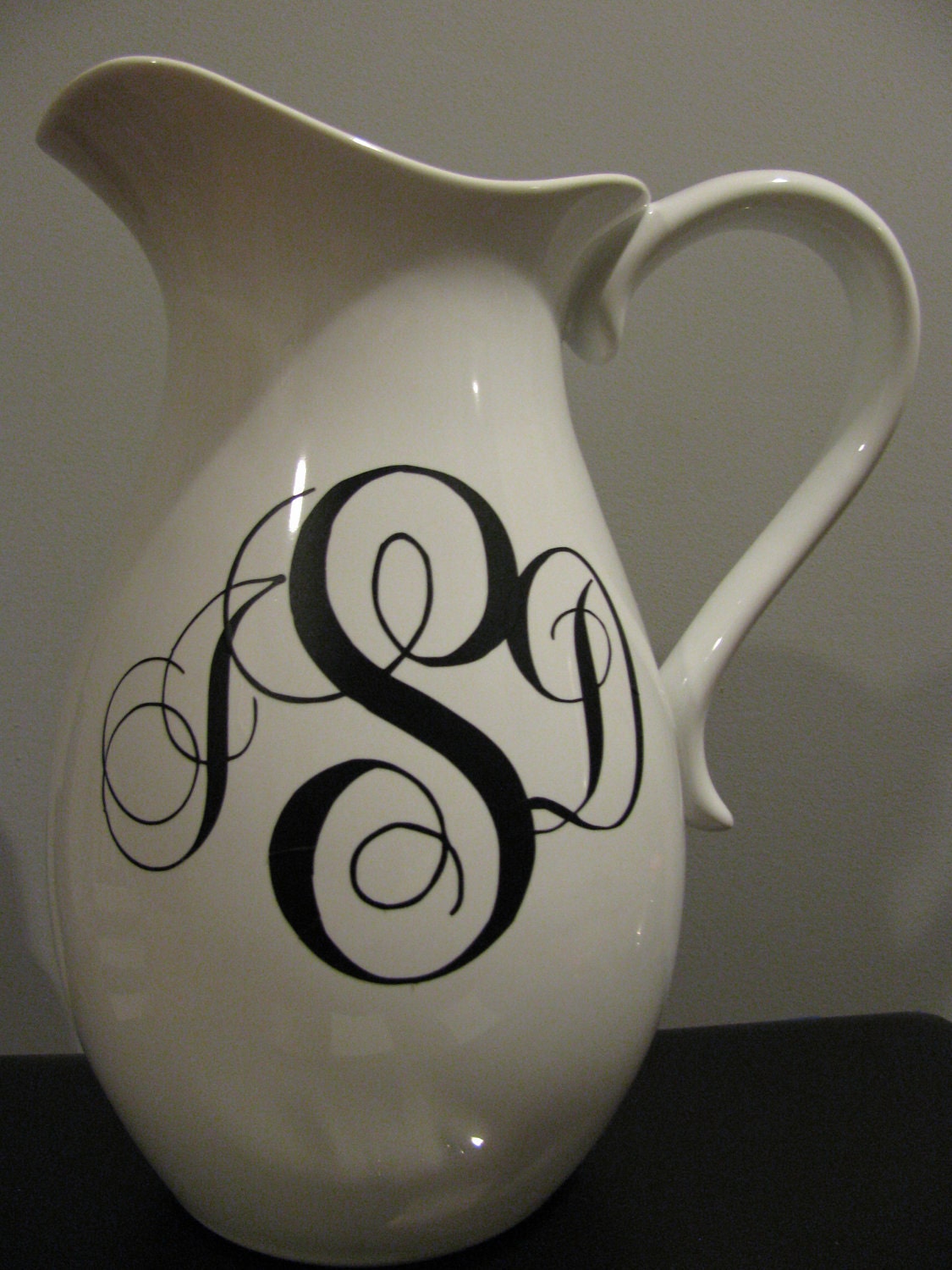 personalized monogram pitcher