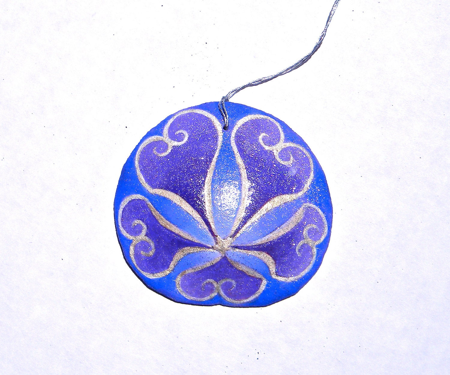 BYZANTIUM, hand painted, California, Sand Dollar Ornament, pendant