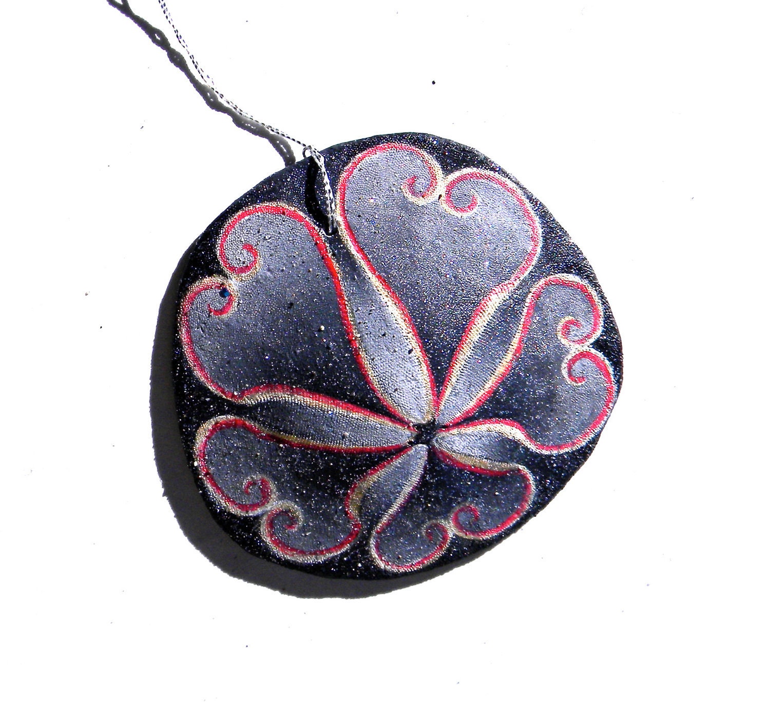 CHINESE DRAGON, hand painted, pendant, California, Sand Dollar, Ornament, jewelry, necklace