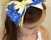 OMG that Blue SUNSHINE-Over the top boutique bow-layered bow-stacked bow-girls large boutique hair bow