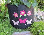 20 gal. Eco Fabric Garden Grow Bag Custom Designed with Felt Butterflies and Flowers