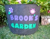 20 gal. Mother's Day Personalized Eco Felt Fabric Garden Grow Pot with Purple Name