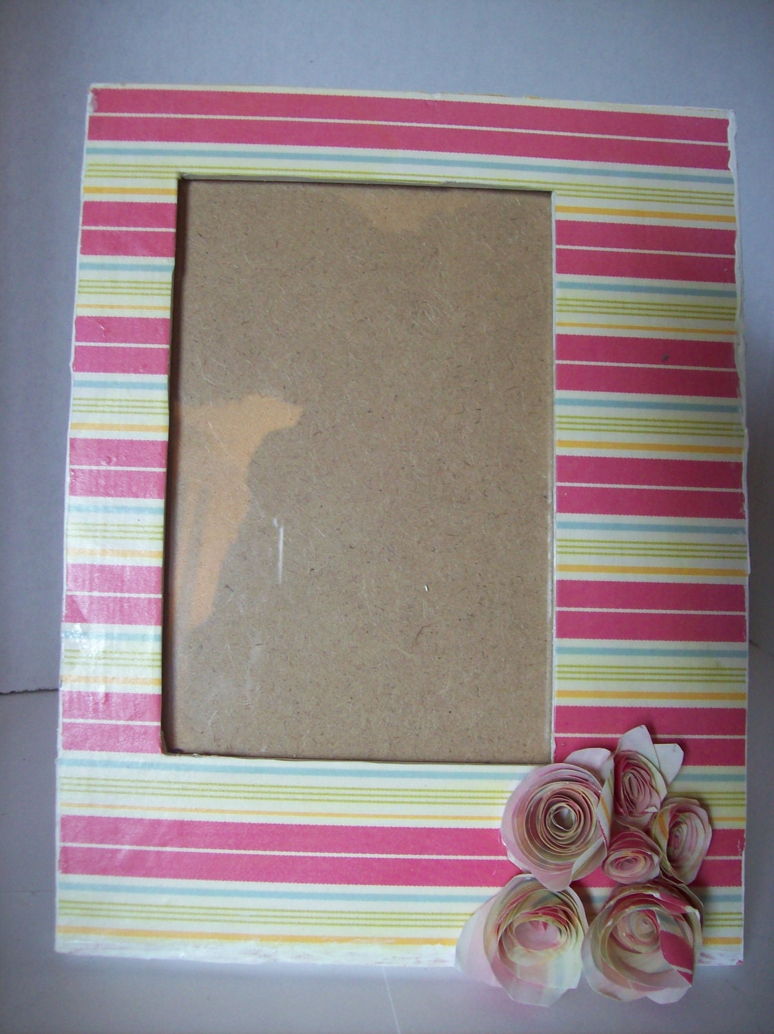 Decoupaged Frame w/paper flowers