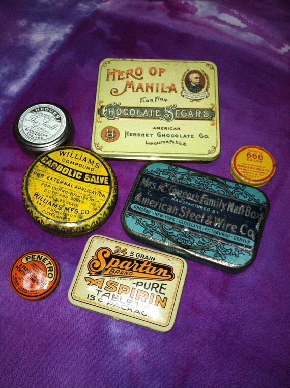 Vintage Tin Containers to fill with Honey Lip Balm by 4thejoyofit