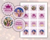 Tangled Rapunzel Happy Birthday cupcake toppers 2 inch images Printable