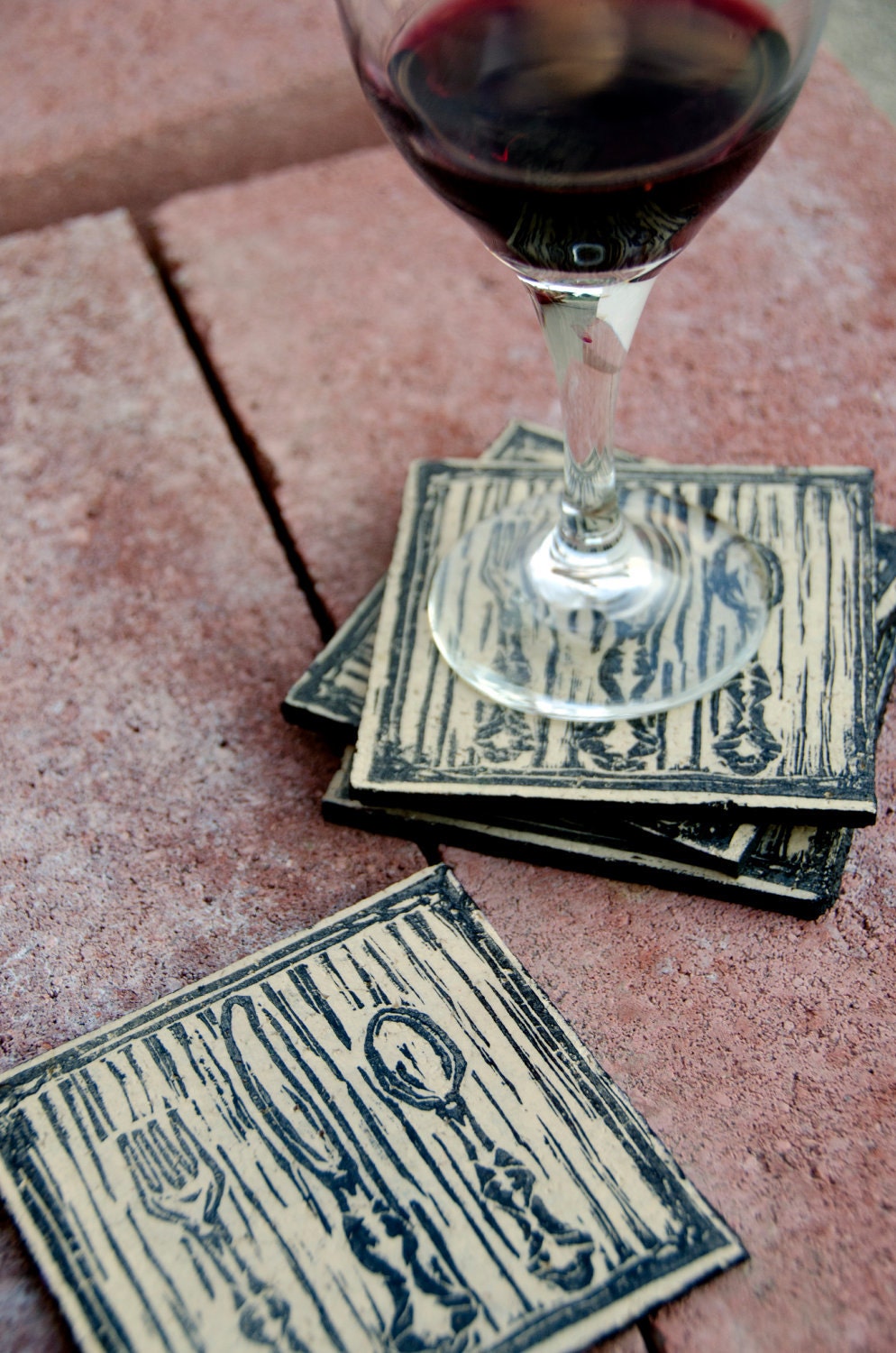 Cork Coasters with Silverware Print