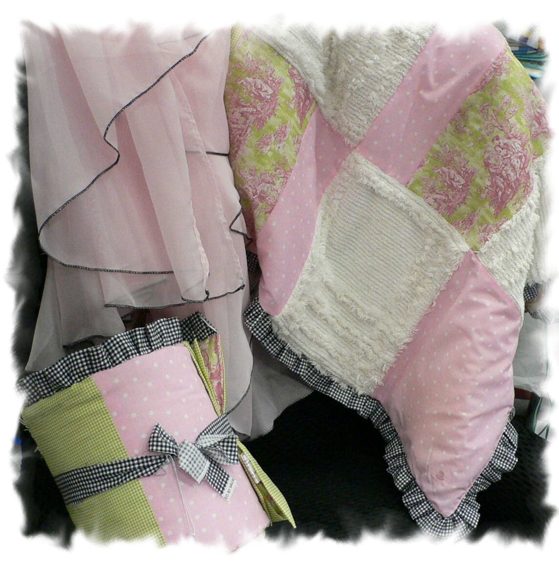 Baby girl pink and green crib bedding set by MoongoddessInteriors