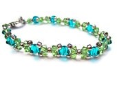 Swarovski Beadwork Bracelet, Bridesmaid Jewelry, Emerald Peridot, Crystal Bracelet, Elegant Jewelry