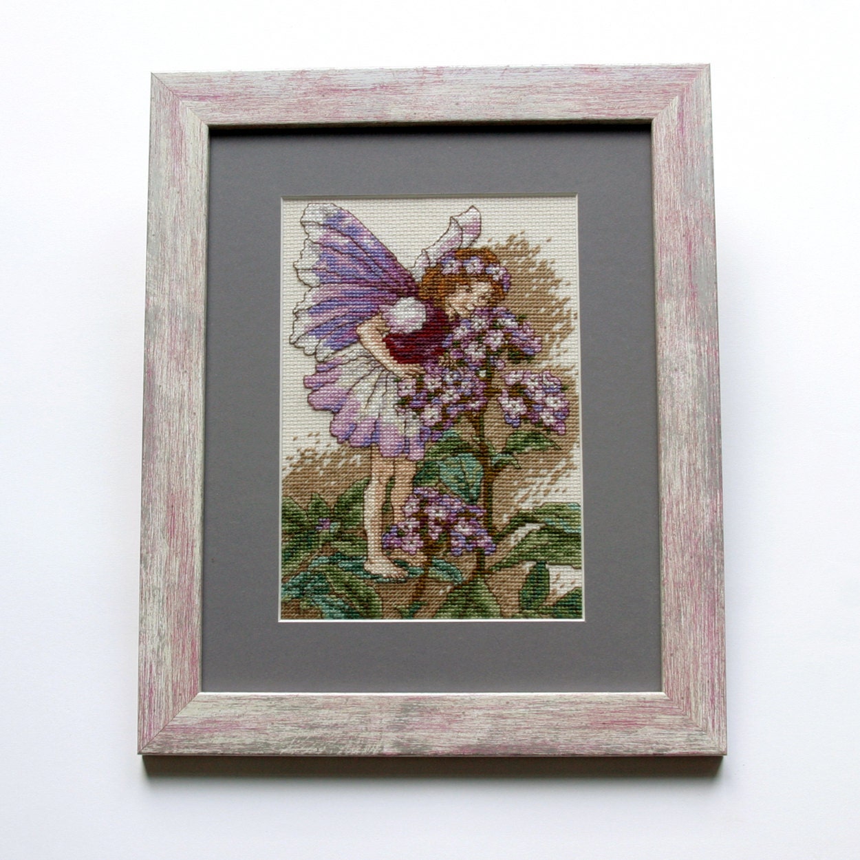 Small Cross Stitch Picture, Little Fairy Girl, Floral, Fantasy Style, Handmade Cross Stitch, For Home, Gift Ideas