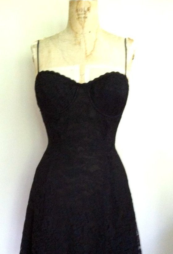 reduced SALE 30% OFF Vintage black lace 1990's DKNY Donna Karan little black dress