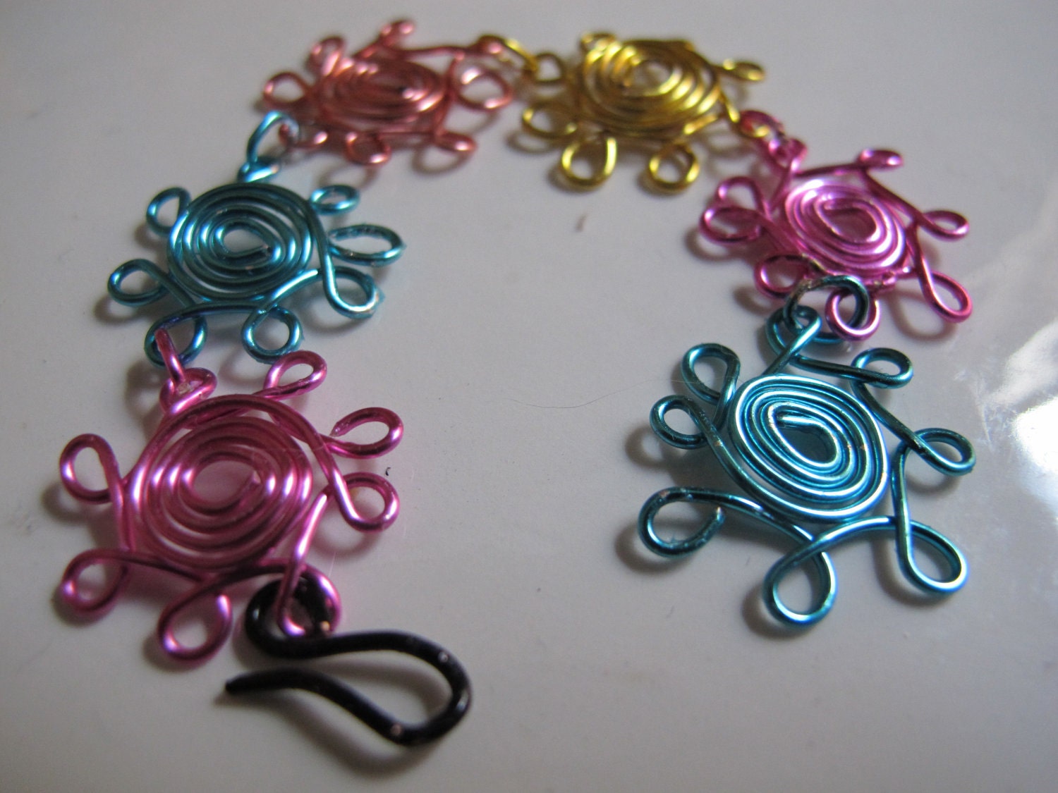 Bracelet wire wrapped pastel rainbow daisy flower bracelet for girls and children