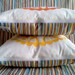 Orange Floral Medallion and Striped Pillow Cover