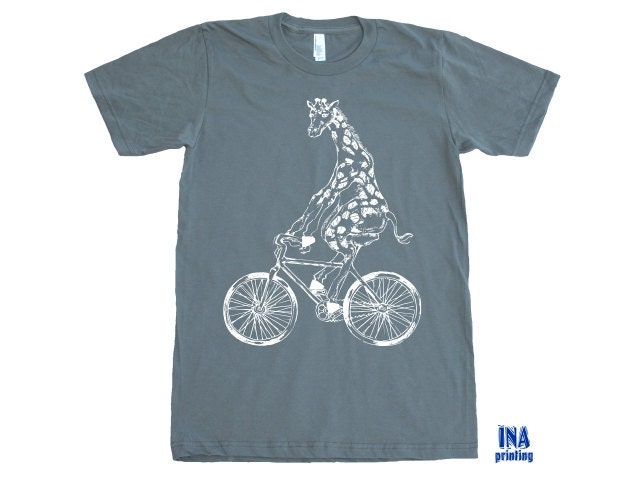 GIRAFFE BICYCLE American Apparel Mens t shirt Asphalt S M L XL (9 Colors Available)
