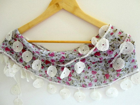 cotton women scarves with lace new design pink flowers, Turkish cotton Scarves, fashion scarf, floral scarf, gift for her Mothers day gifts