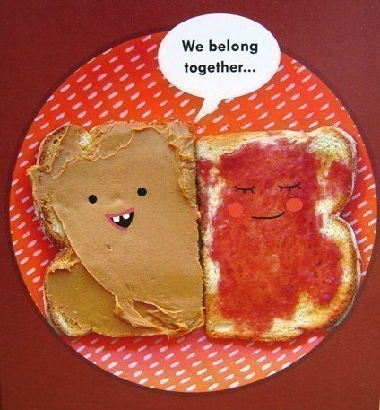 We Belong Together- Blank Card - peanut butter and jelly love - Lunchtime Love Story - GLOSSY VERSION