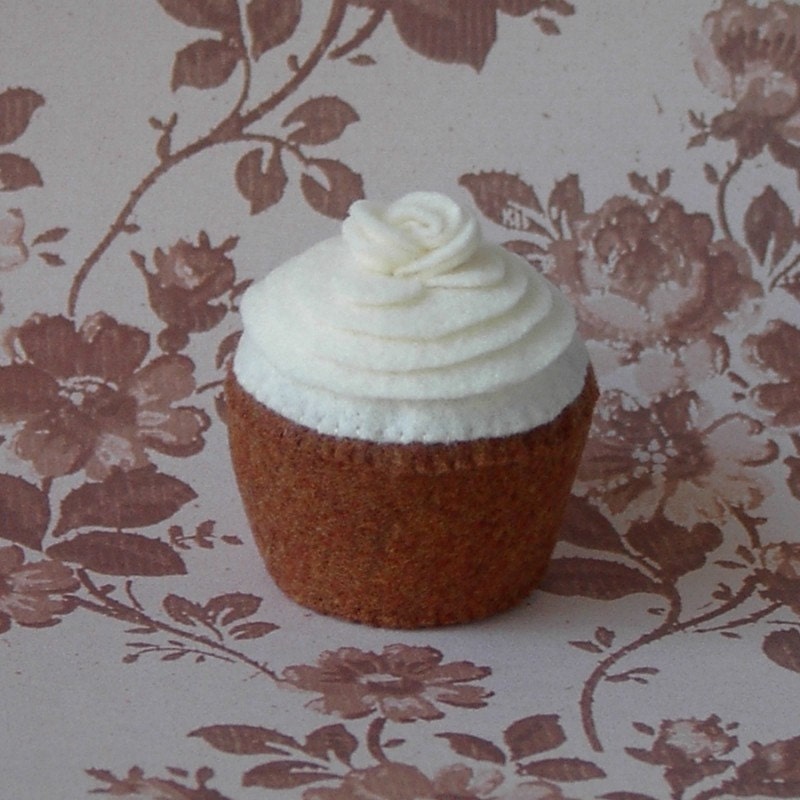 Spice Cake Plush Cupcake with Rose