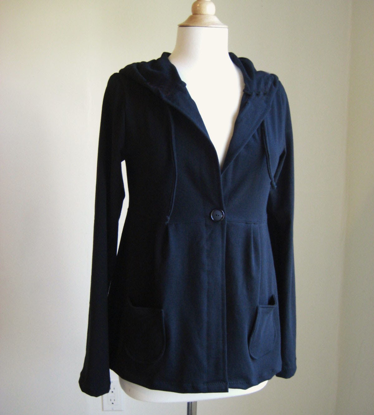 Womens Hoodie Cotton Long Sleeve Cardigan - Made to Order in your size and Color