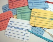 3 Library Card Gift Tags -- Tag Set, Scrapbooking, Bookmark, Organize