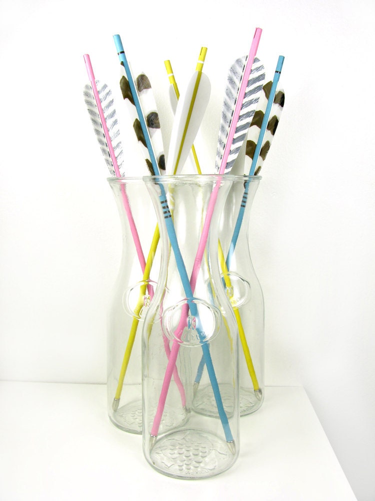 Pastel Arrows in Soft Pink and Light Blue with Striped Feathers