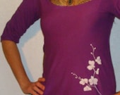 Organic Clothing -Organic Cotton and Bamboo Shirt with Orchid Print  Custom Made for You