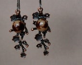 dangle earrings with buri nuts, copper charms and sterling silver ear wires - bohemian jewelry - natural earrings