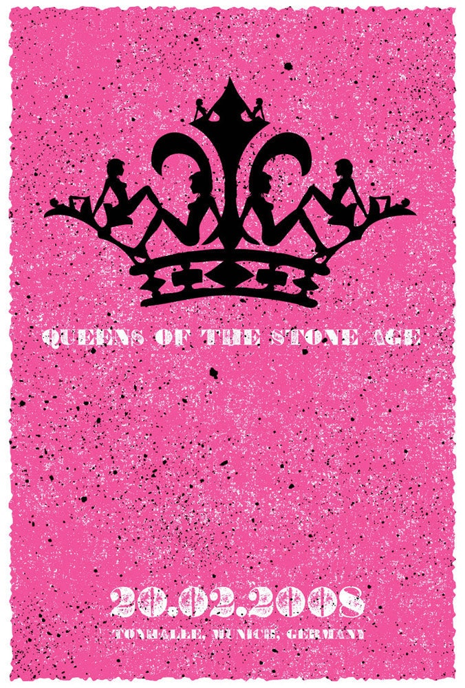 Queens of the Stone Age, rock gig poster hand screenprinted - limited edition silkscreen