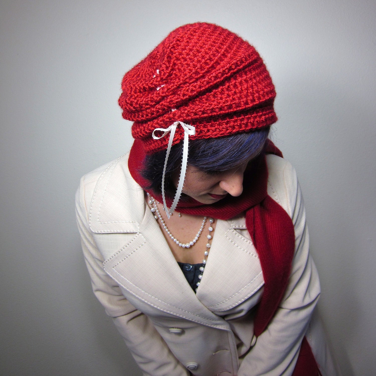 The Victorian Slouch Hat in Red - Womens Crocheted Hat