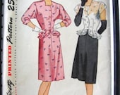 40s Simplicity 1677 Peplum Dress - Vintage Sewing Pattern - Double Ruffle - Bust 32