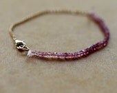 Pink Tourmaline Bracelet Ombre Gemstone Delicate Gold Handmade Jewelry - ShopClementine