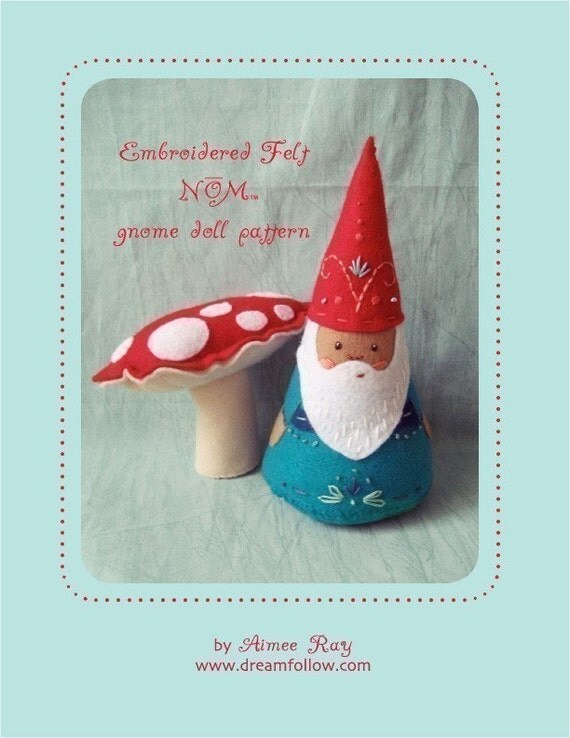 felt embroidered NOM gnome doll PDF pattern