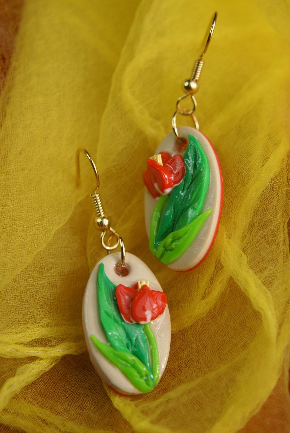 Red Tulip Earrings
