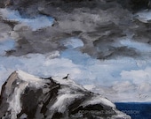 Left Behind Original Painting Landscape Birds Sky Clouds Sea Ocean Winjimir Wall Decor Fine Art Free Shipping Impressionist Acrylic