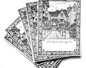 Set of 8 BOOKPLATES - News from Nowhere - The Old House by the Thames
