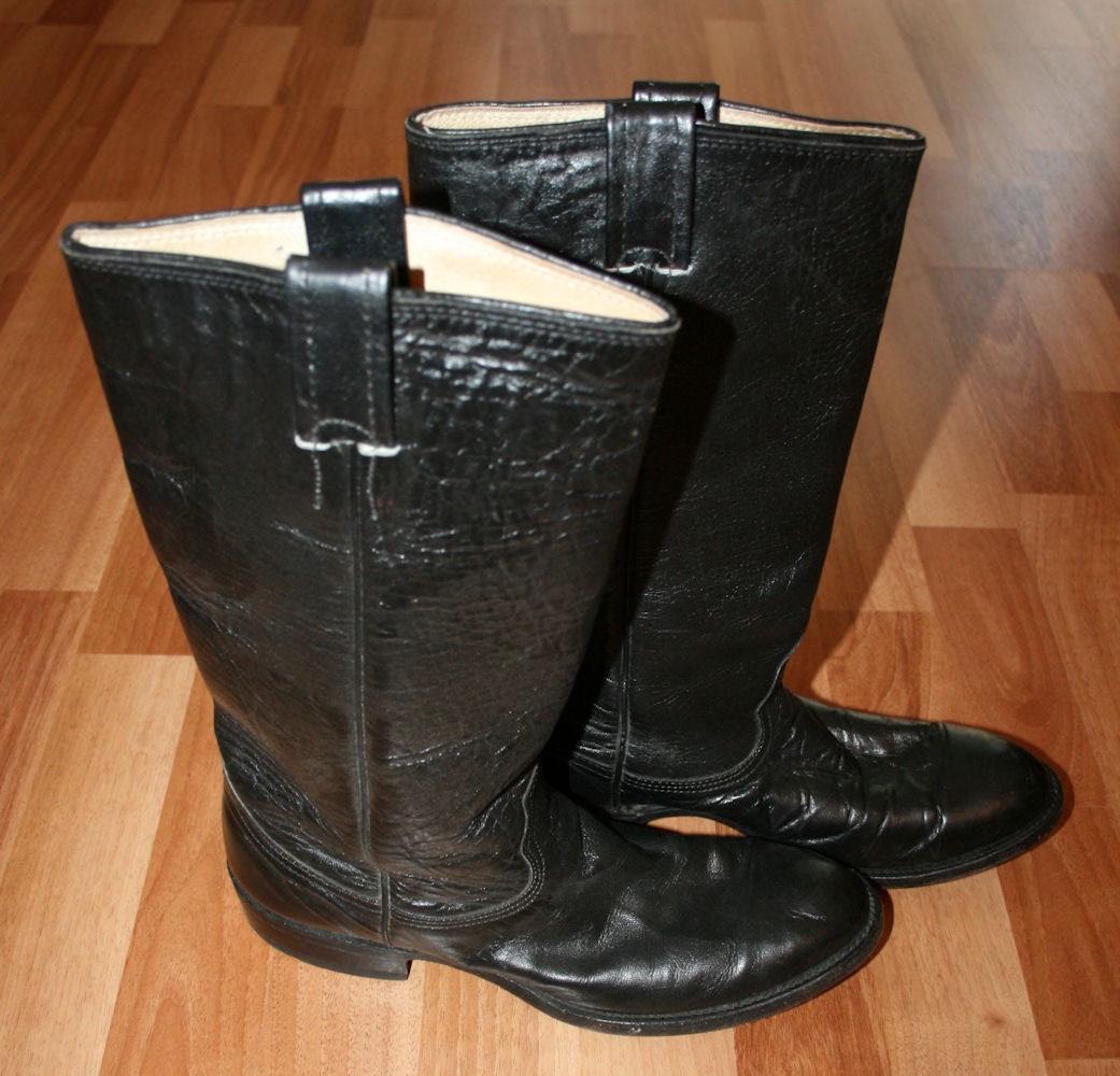 Vintage 80s Tall Black NOCONA Ropers Womens Cowboy Boots Size 7