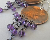 Earrings - copper, sterling silver, oxidised, amethyst - Neomarica